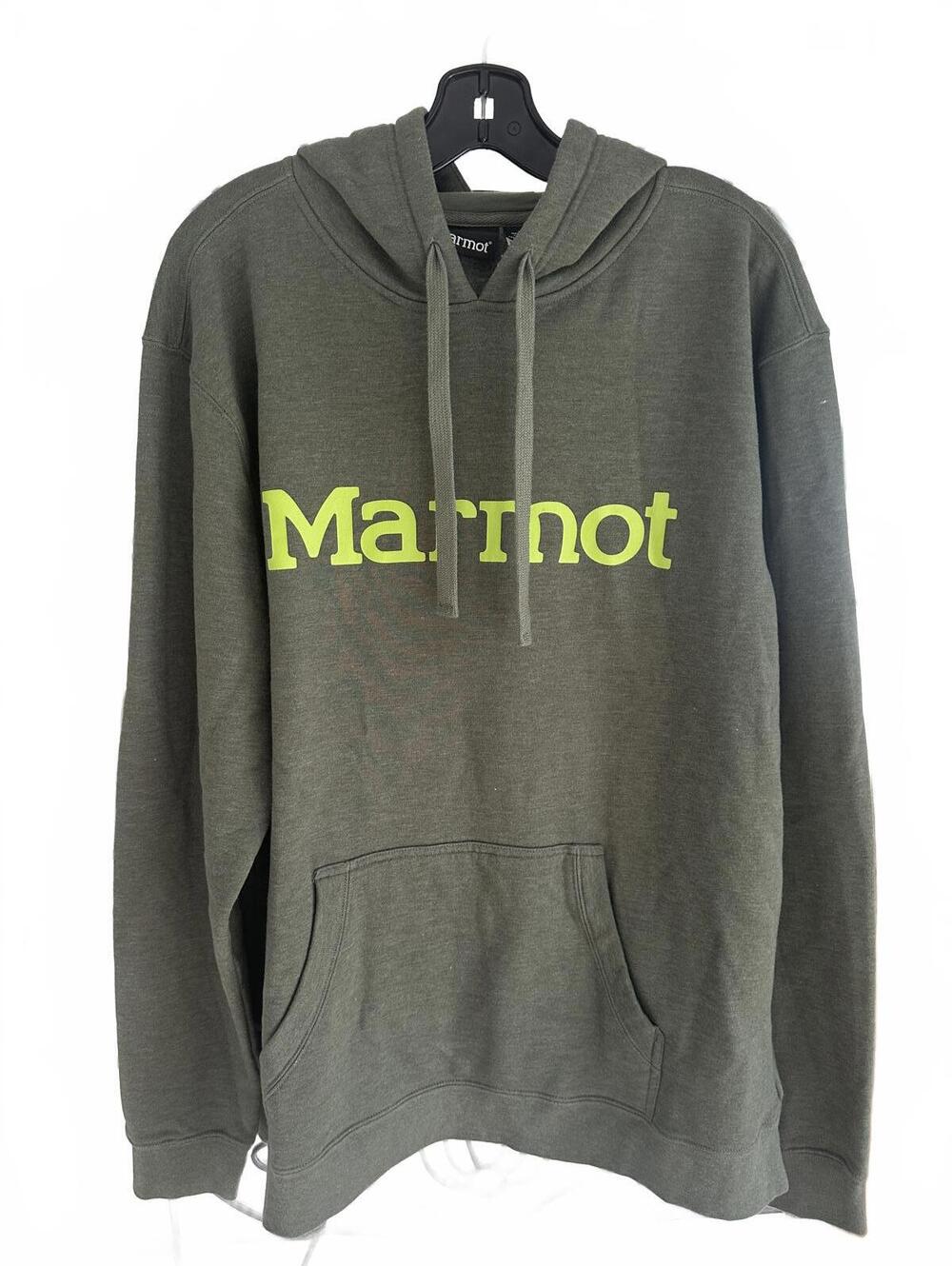 Marmot Men's Green Olive Cotton Blend Hoodie Sweatshirt - XXL EUC